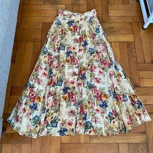 Short Circuit Floral Crinkle Maxi Skirt Vintage 90s - Size L